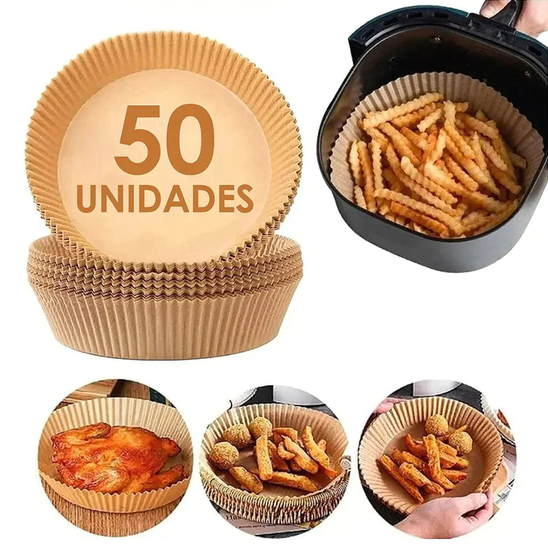 Forro De Papel Airfryer Tapete Forma Antiaderente 50 Unidades Descartaveis